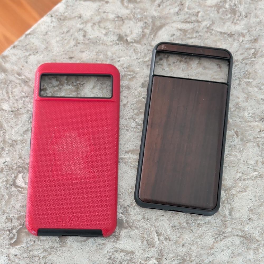 Pixel 8 Red & Woodgrain Phone Cases